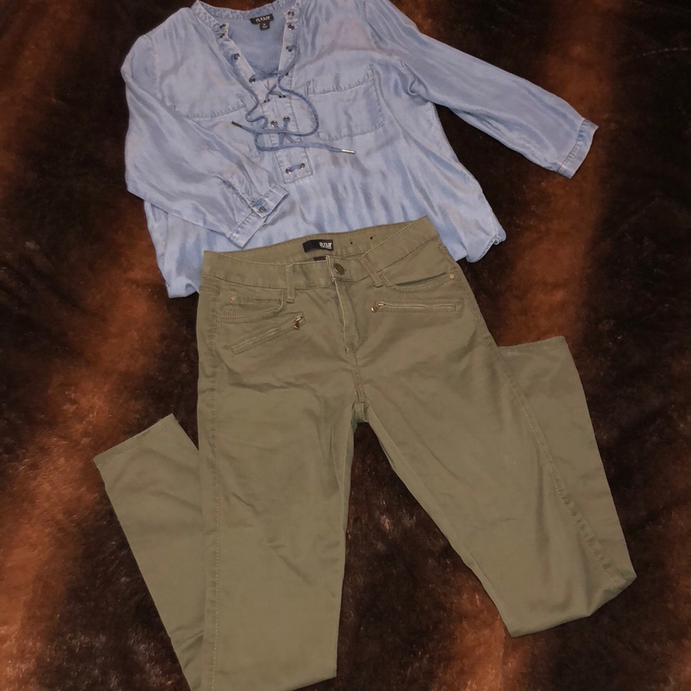 Camo/Olive green skinny pants